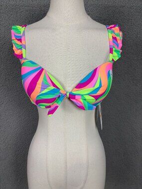 Salt + Cove Juniors' Ruffle-Trim Underwire Push-up Bikini Top, Multi Small NWT's